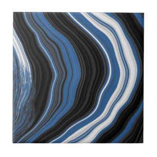 Agate effect, zwart, wit en blauw tegeltje