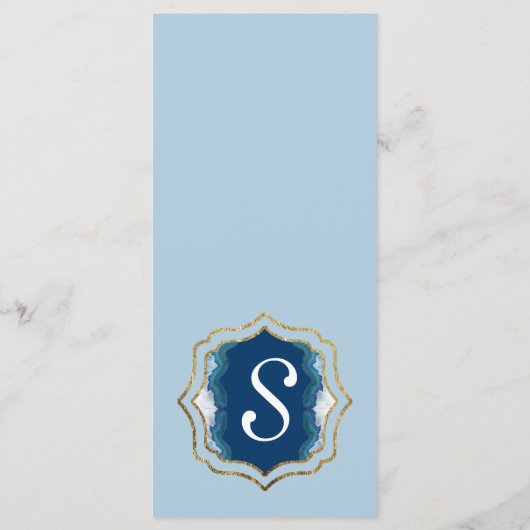 Agate Elegant  Blauw Blauwgroen Geode Programma Programmakaart (Achterkant)