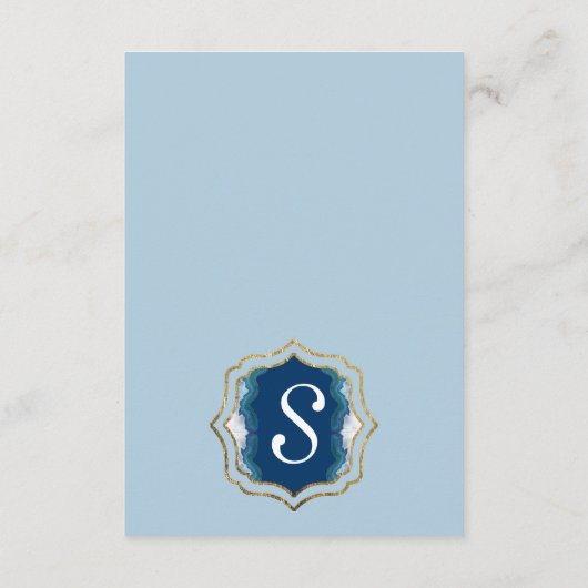 Agate Elegant Blue Blauwgroen Geode Information Informatiekaartje (Achterkant)