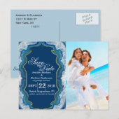 Agate Elegant  Blue Blauwgroen Geode Patroon Aankondigingskaart (Voorkant / Achterkant)