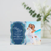 Agate Elegant  Blue Blauwgroen Geode Patroon Aankondigingskaart (Staand voorkant)