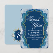 Agate Elegant Blue Blauwgroen Geode Patroon Bedankkaart (Voorkant / Achterkant)