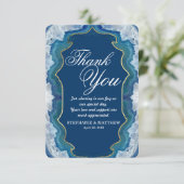 Agate Elegant Blue Blauwgroen Geode Patroon Bedankkaart (Staand voorkant)