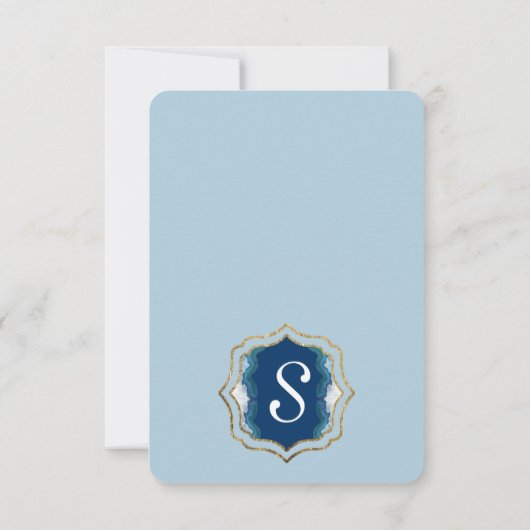 Agate Elegant Blue Blauwgroen Geode Patroon Bedankkaart (Achterkant)