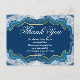 Agate Elegant Blue Blauwgroen Geode Patroon Briefkaart