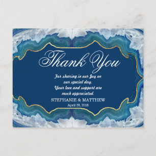 Agate Elegant  Blue Blauwgroen Geode Patroon Briefkaart