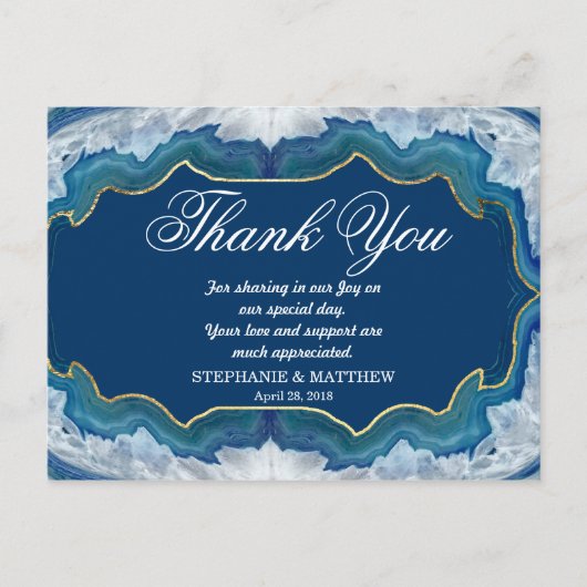 Agate Elegant Blue Blauwgroen Geode Patroon Briefkaart (Voorkant)