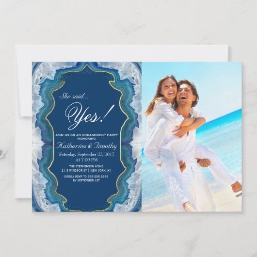 Agate Elegant  Blue Blauwgroen Geode Patroon Kaart (Voorkant)