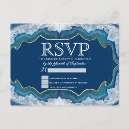Agate Elegant Blue Blauwgroen Geode Patroon Uitnodiging Briefkaart