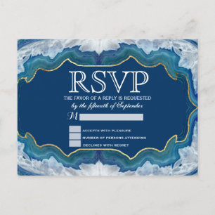 Agate Elegant  Blue Blauwgroen Geode Patroon Uitnodiging Briefkaart