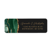 Agate Emerald Green Dark Wedding Retouradres Etiket (Voorkant)