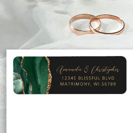 Agate Emerald Green Dark Wedding Retouradres Etiket