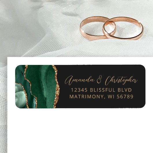 Agate Emerald Green Dark Wedding Retouradres Etiket