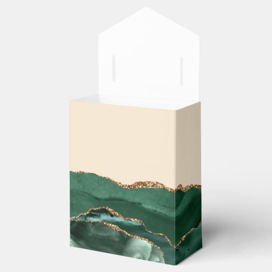 Agate Emerald Green Gold Champagne Beige Bedankdoosjes (Geopend)