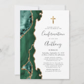 Agate Emerald Green Gold Glitter Bevestiging Kaart (Voorkant)