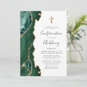 Agate Emerald Green Gold Glitter Bevestiging Kaart (Staand voorkant)