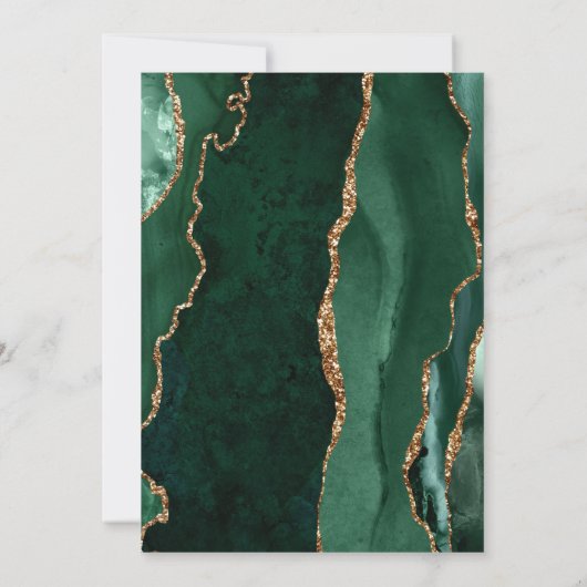 Agate Emerald Green Gold Glitter Bevestiging Kaart (Achterkant)