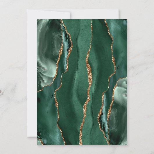Agate Emerald Green Gold Script Wedding Save The Date (Achterkant)