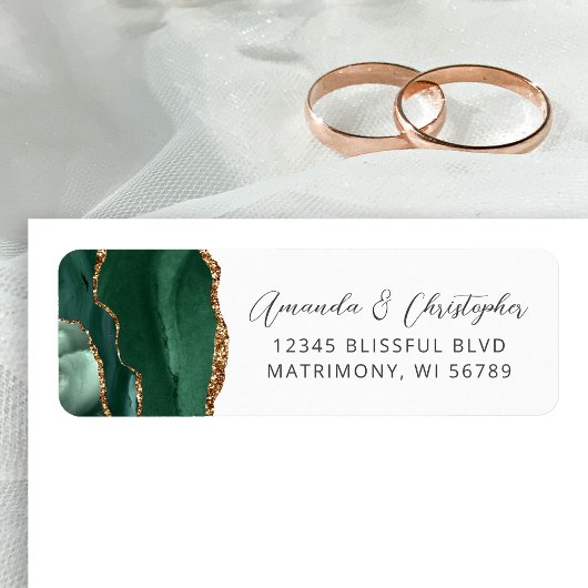 Agate Emerald Green Wedding Return Address Etiket