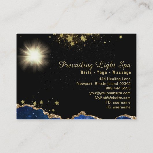 *~* Agate Energy Ball of Light Paars Gold Visitekaartje (Achterkant)