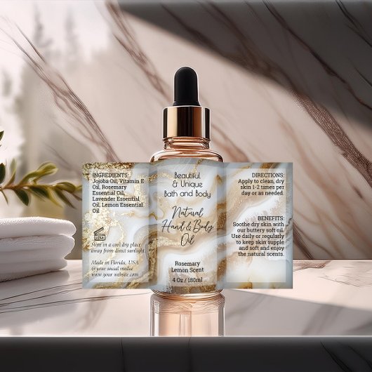 Agate flesetiket 4oz of olie druppelaar product rechthoekige sticker