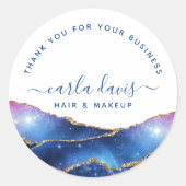 Agate Galaxy Celestial Stars Business Bedankt Ronde Sticker (Voorkant)