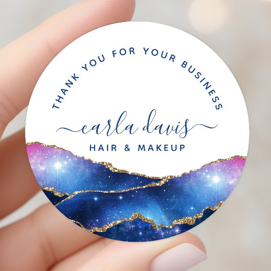 Agate Galaxy Celestial Stars Business Bedankt Ronde Sticker