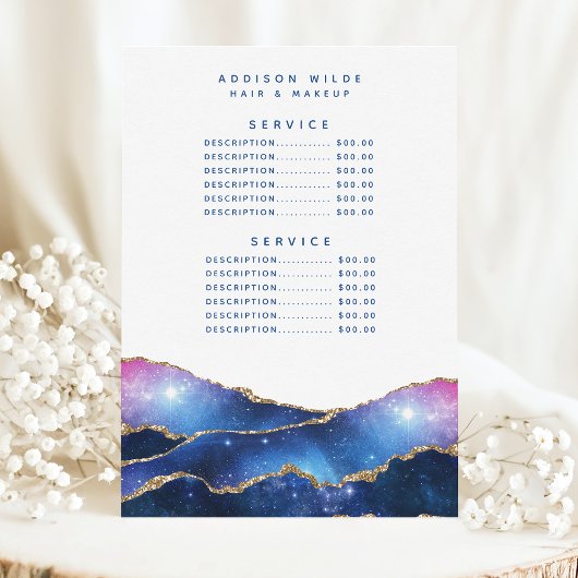 Agate Galaxy Celestial Stars Salon Service Price Menu