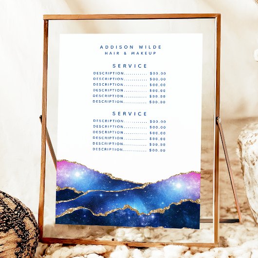 Agate Galaxy Celestial Stars Salon Service Price Menu