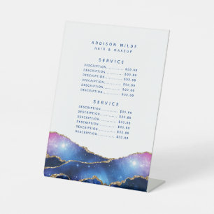 Agate Galaxy Celestial Stars Salon Service Prijs Reclamebord Met Voetstuk
