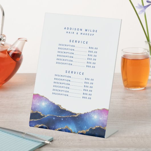 Agate Galaxy Hemelsterren Salon Service Prijs Reclamebord Met Voetstuk (Insitu)