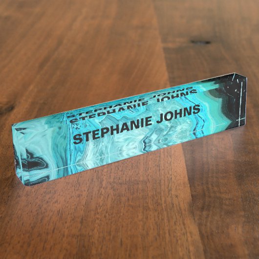 Agate Gemstone Geode - Aangepaste naam Abstract Mo Naambordje (Zijkant)