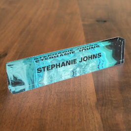 Agate Gemstone Geode Abstracte Art Custom Name Cut Naambordje