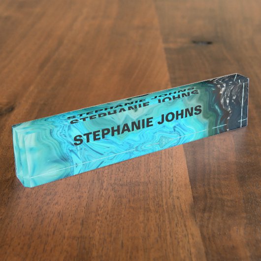 Agate Gemstone Geode Custom Name Abstract Artsy Naambordje (Zijkant)