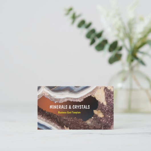 Agate Geode Amethyst Crystals Visitekaartje (Staand voorkant)