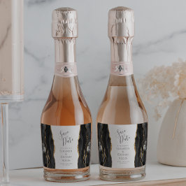 Agate Geode Black Gold Save the Date Sparkling Wijnetiket