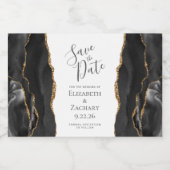 Agate Geode Black Gold Save the Date Sparkling Wijnetiket (Enkel label)