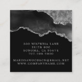 Agate Geode Black Silver Monogram Jewels Design Vierkante Visitekaartje (Achterkant)