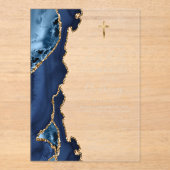Agate Geode Blauw Goud Tekst Eerste Heilige Commun Acryl Uitnodigingen (Voorkant)