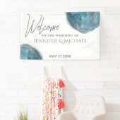 Agate geode blauw roos gouden kalligrafie bruiloft spandoek (Insitu)