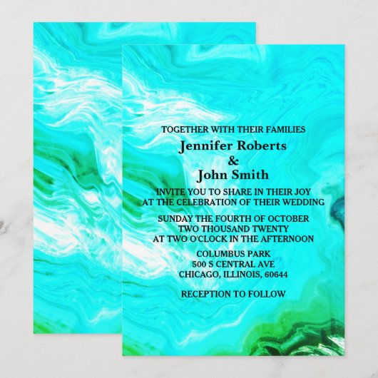 Agate Geode Blauwgroen Blauw Groen Patroon Aangepa Kaart (Voorkant / Achterkant)