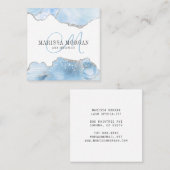 Agate Geode Blue Monogram Lash Specialist Vierkante Visitekaartje (Voorkant / Achterkant)