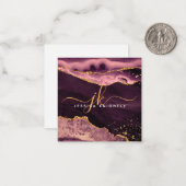 Agate Geode Bourgondië Gold Glitter Script Monogra Notitiekaartje (Voorkant / Achterkant in situ)