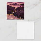 Agate Geode Bourgondië Gold Glitter Script Monogra Notitiekaartje (Voorkant / Achterkant)