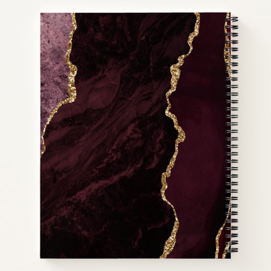 Agate Geode Burgundy Gold Marble Wedding Guest Notitieboek (Achterkant)