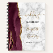 Agate Geode Burgundy Gold Marble Wedding Guest Notitieboek (Voorkant)