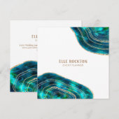 Agate Geode Cosmic Crystals Blue Green Glitter Kaart (Voorkant / Achterkant)