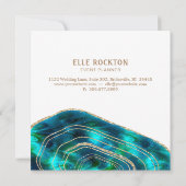 Agate Geode Cosmic Crystals Blue Green Glitter Kaart (Achterkant)