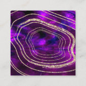 Agate Geode Cosmic Crystals Gold Glitter Vierkante Visitekaartje (Achterkant)