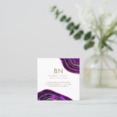 Agate Geode Cosmic Crystals Gold Glitter Vierkante Visitekaartje (Staand voorkant)